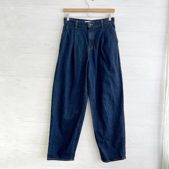 Uniqlo x Comptoir des Cotonniers - Dark wash pleated high rise jeans, sz 26 - Picture 1 of 8